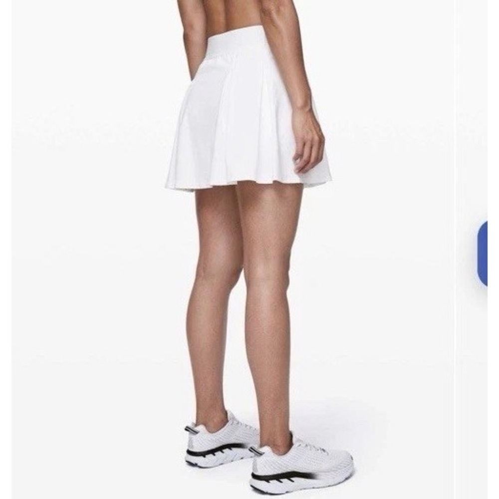 🍋 EUC Lululemon Tennis Time Skirt 15"  High Rise White Pleated Pockets $74 Sz14